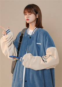 1404-1-S626-P80女百搭新款 港风夹克中性款外套休闲大码图片