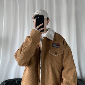 1404-3-M04-P90新款潮男灯芯绒夹克男棉袄情侣款保暖棉衣男好图片