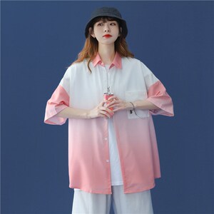 休闲男女装新品精品港风渐变衬衫中性1404-1-C29-p50图片