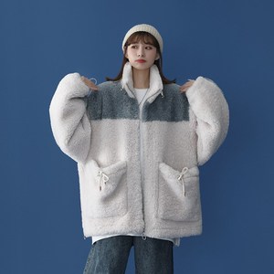 1404-1-m617-P85高档女生J加厚棉衣新款港风款羊剪毛外套