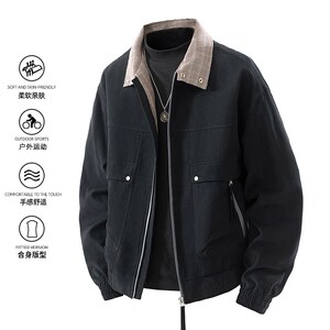 1404-1-22858-p85皮夹克2026新款时尚百搭港风外套,男士卫衣搭配冬装图片图片