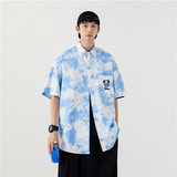 夏季新款潮流港风男女短袖舒适宽大运动风1404-1-c25-P50，男装衬衫，星座1404-3