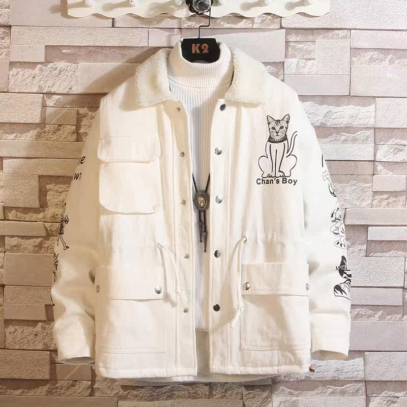 1404-3-S608-加厚P105单88男女生棉衣 日系白墙款外套图片