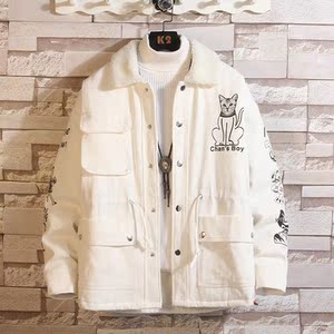 1404-3-S608-加厚P105单88男女生棉衣 日系白墙款外套图片
