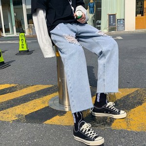 男新款港风精品牛仔裤破洞休闲裤女714-2M图片