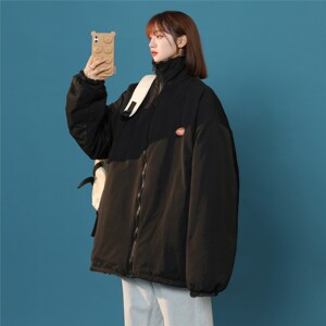 男女两面穿J加厚羊羔毛新款港风棉衣1404-2-m627-P120棉服图片