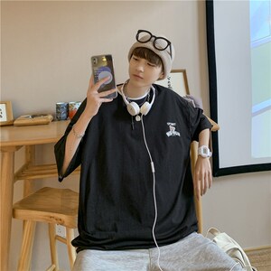 1404-2-T072-p358男装新款港风短袖棉麻夏数码印花体恤男女g图片