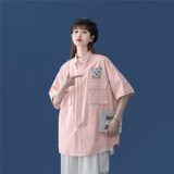 新款衬衫潮中性风棉蓝底纯棉长袖印花衬衫潮外套1404-2-C18-P48，男装衬衫，星座1404-3