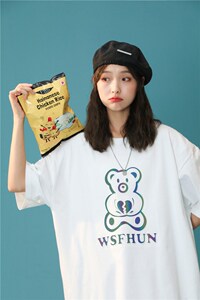 女夏季1404-2-T061-P35t恤网红宽松半袖上衣五分体恤衫HR图片
