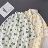 1404-C22-P55男女生款港风短袖平铺款宽松精品情侣衬衫H，男装衬衫，星座1404-3