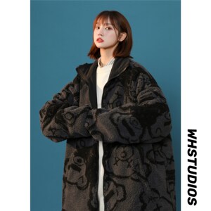 男女两面穿J加厚羊羔毛 新款港风棉衣1404-2-s627-P100服图片