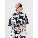 夏季新款潮流港风男女短袖舒适宽大运动风1404-1-c25-P50，男装衬衫，星座1404-3