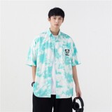 夏季新款潮流港风男女短袖舒适宽大运动风1404-1-c25-P50，男装衬衫，星座1404-3