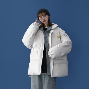1404-1-m616-P140男假两件女生J加厚棉衣新款港风夹克款皮外套潮K图片