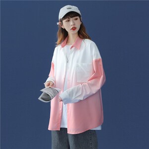 休闲男女装新品精品男女港风渐变衬衫1404-2-C26-P55F装图片