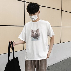 714-1-T082男新款高端直喷印花情侣体恤短袖原创l图片