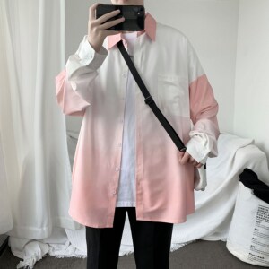 1404-1-c26-P55-短袖50男女生衬衫新休闲情侣新款 外套衬衣潮D图片