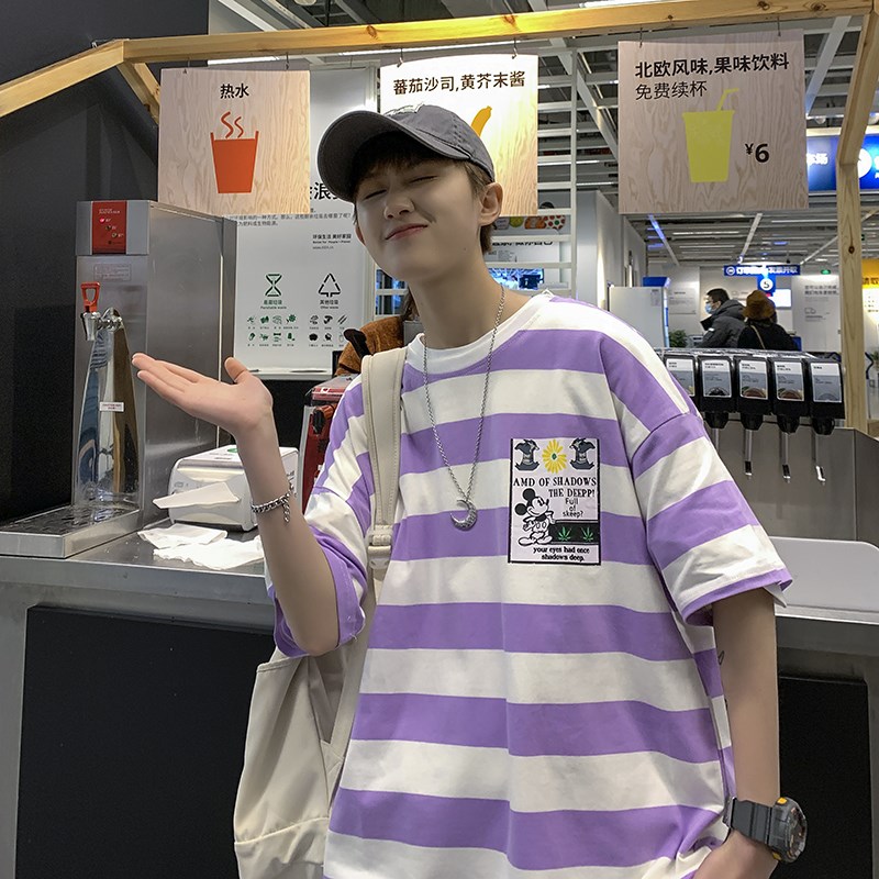 1404-2-T097-30男女款新款港风短袖纯棉夏季T恤情侣上衣圆领gH,男装T恤,星座1404-3