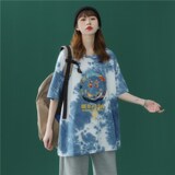 1404-1-T079-p43新款港风短袖棉麻平铺夏季印花体恤男女情侣K，男装T恤，星座1404-3