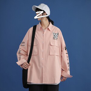 2021新款中性风棉长袖印花外套衬衣714-1-C18,u百搭图片