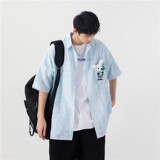 1404-2-C36-P60新款时尚精致潮流宽松短袖衬衫男女同款情侣款K好，男装衬衫，星座1404-3