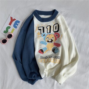 1404-2-wy02-P65男女20秋冬款港风日系高领休闲时尚毛衣潮男,秋天包包搭配图片大全图片