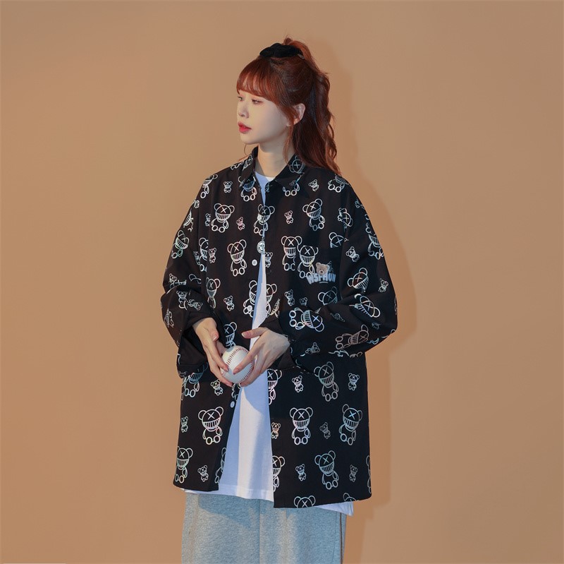 1404-3-c38-P60新时尚青少年潮流港风衬衫男女同款情侣款,男装衬衫,星座1404-3