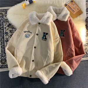 新款男女灯芯绒平铺时尚棉衣棉服羊羔毛714-1-M06-P110g款好图片