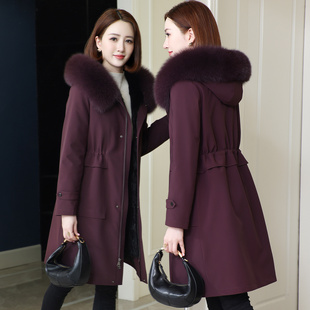派克服女大衣新款冬季海宁皮草水貂毛内胆可拆卸外套狐狸毛领过膝