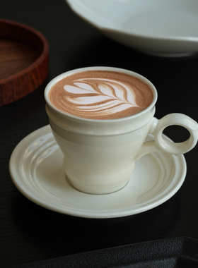 GrayHill法式古典高级米白陶瓷杯碟创意拿铁杯子复古咖啡杯送礼