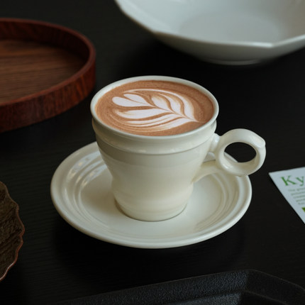 GrayHill法式古典高级米白陶瓷杯碟创意拿铁杯子复古咖啡杯送礼