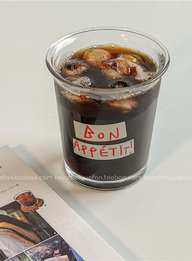 ins网红字母印花水杯 韩风玻璃杯 冰美式冷萃咖啡杯 家用牛奶杯