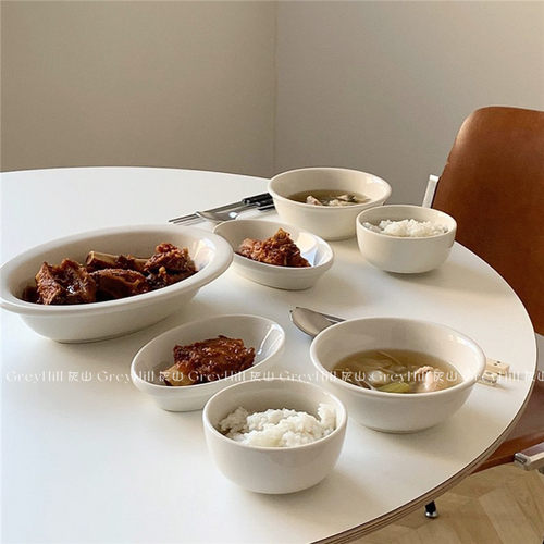 圆形简约汤面碗高颜值陶瓷西餐盘