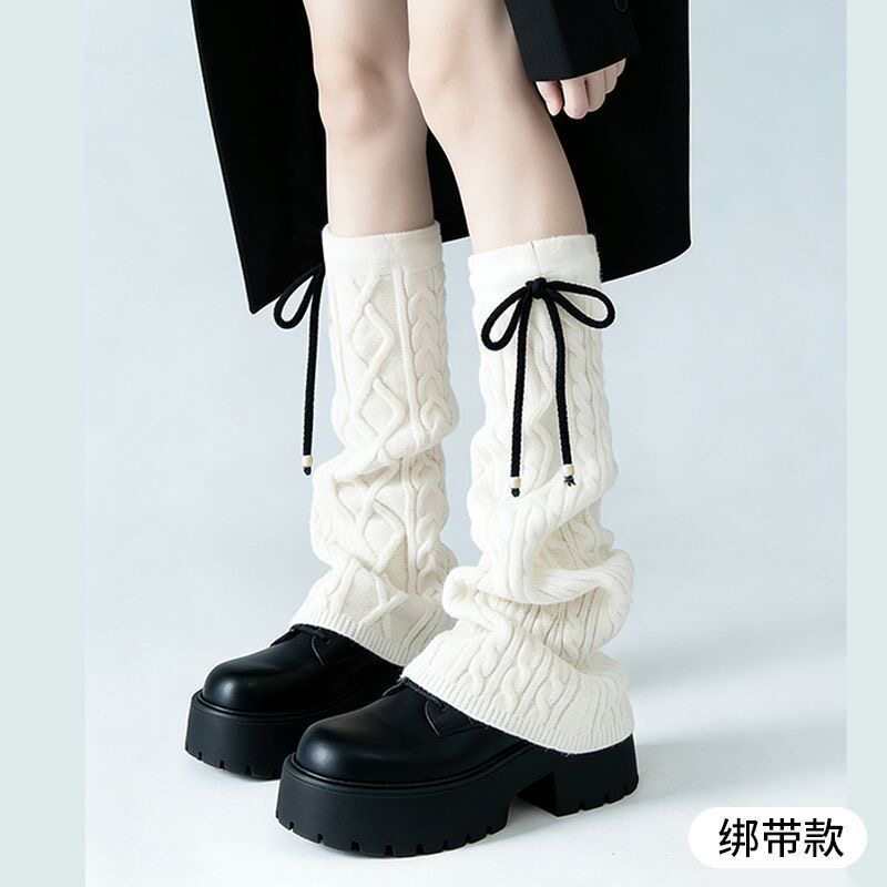 秋冬加厚保暖羊毛袜套女个性绑带