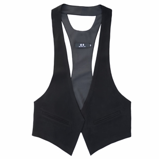 春秋新款黑色雪纺无扣马甲女短款百搭开衫坎肩外搭背心时尚