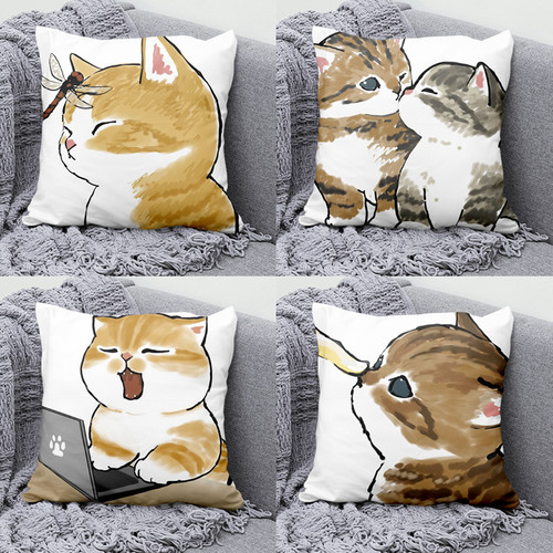 简约可爱小猫抱枕卡通靠垫