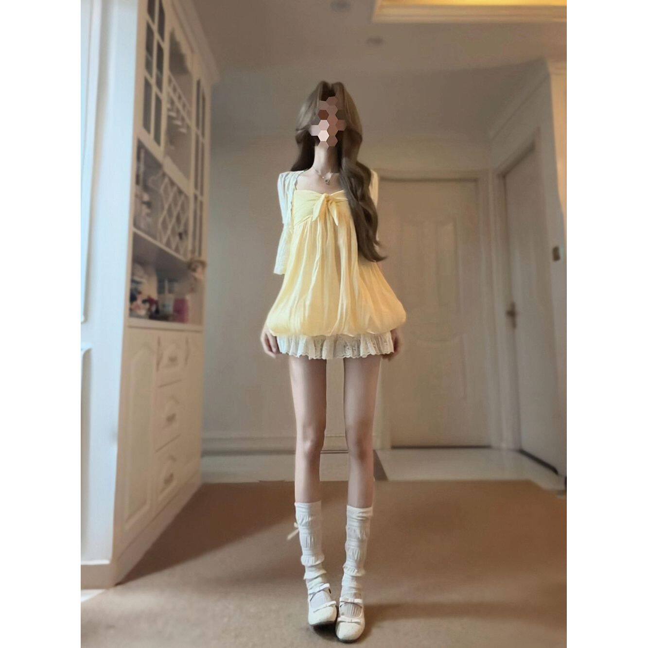 夏日温柔开衫+花苞吊带裙+半裙套装女新款少女感可爱修身三件套
