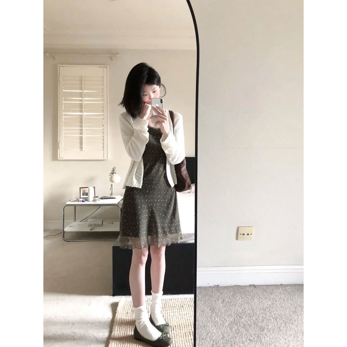 夏日甜美清新小个子波点吊带裙+开衫套装气质高级感百搭两件套女