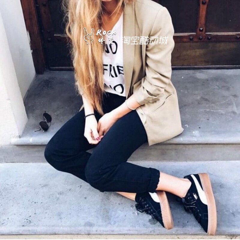 彪马Puma Vikky Platform 黑棕蕾哈娜松糕厚底增高板鞋363287-10-Rock 体育- 淘优券