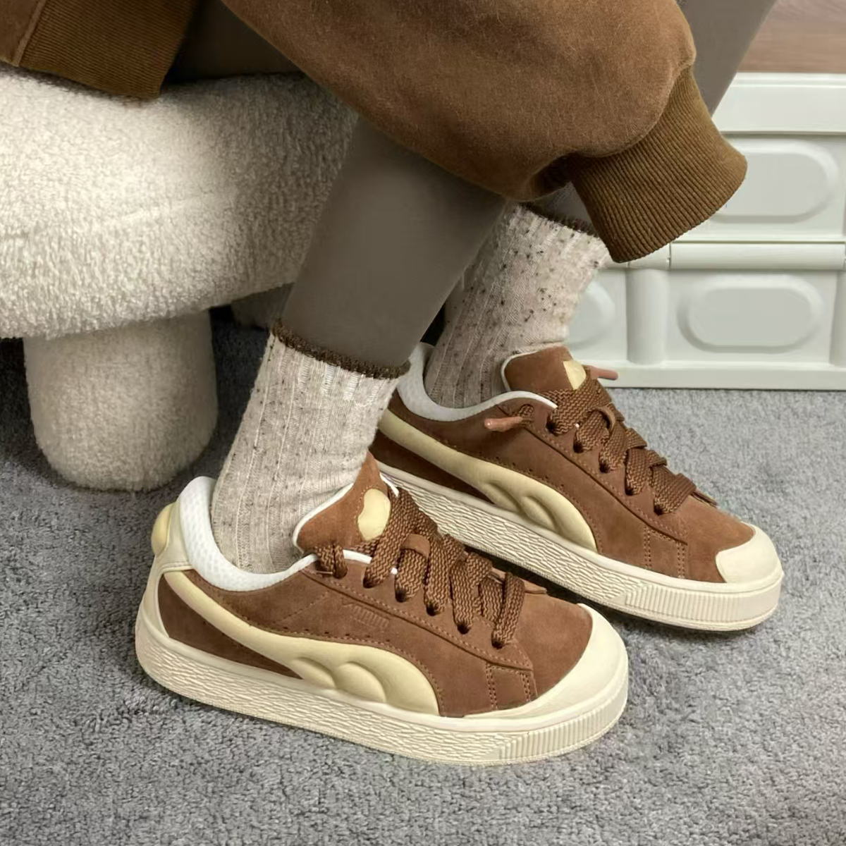 PUMA彪马 增高厚底滑板鞋面包鞋男女 复古休闲鞋SUEDE XL 399415