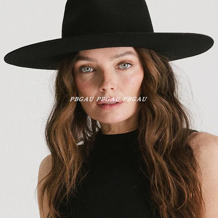 礼帽毛呢帽女羊毛宽檐秋冬爵士帽