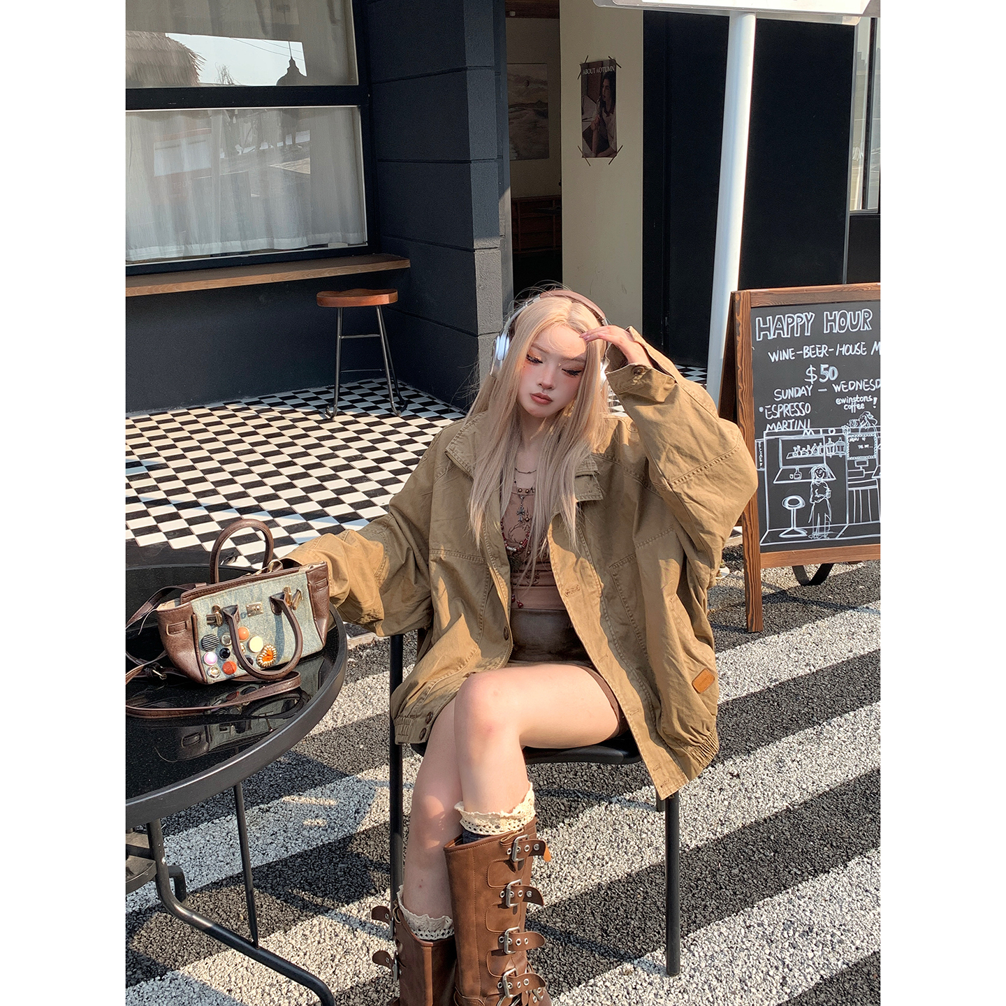 秋冬复古立领百搭外套夹克情侣潮