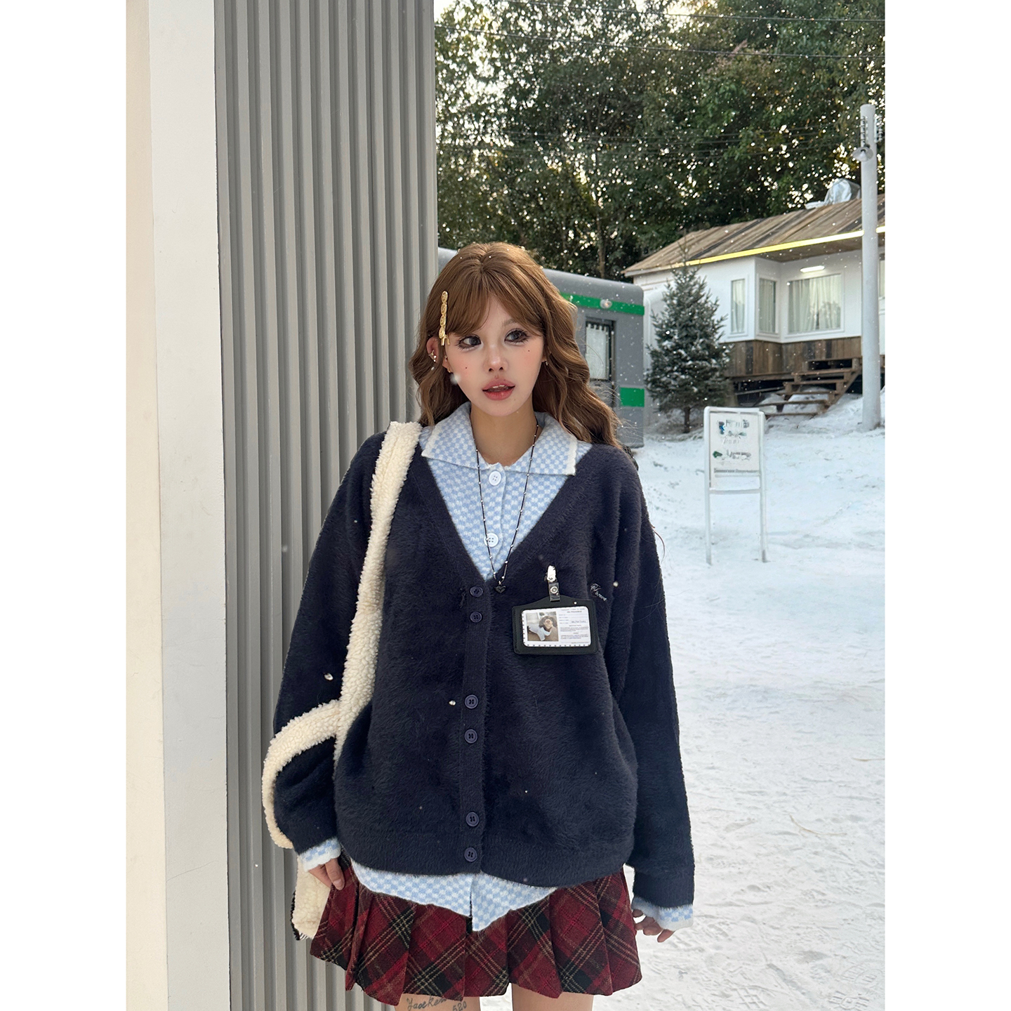 假两件针织开衫外套女毛衣显瘦