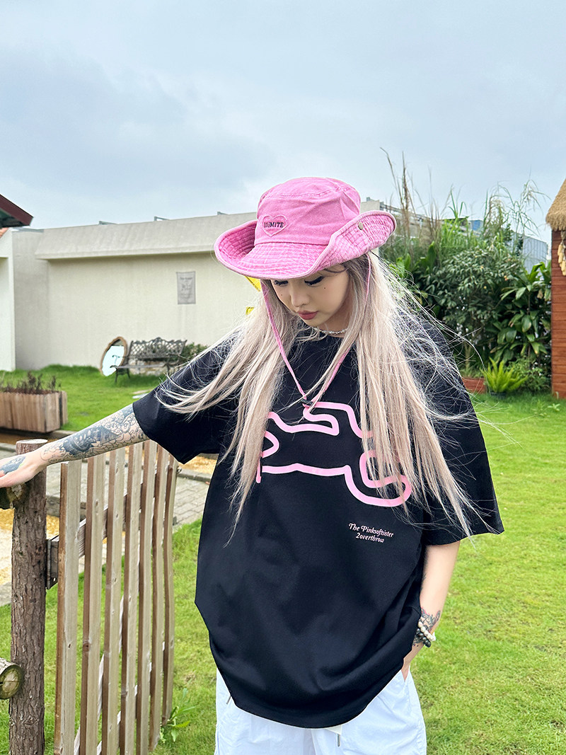 Sixminu 复古宽松ins印花t恤女夏季美式简约短袖女情侣圆领上衣潮