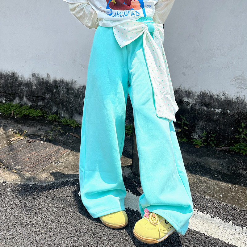 波点大蝴蝶结休闲裤子女垂感长裤