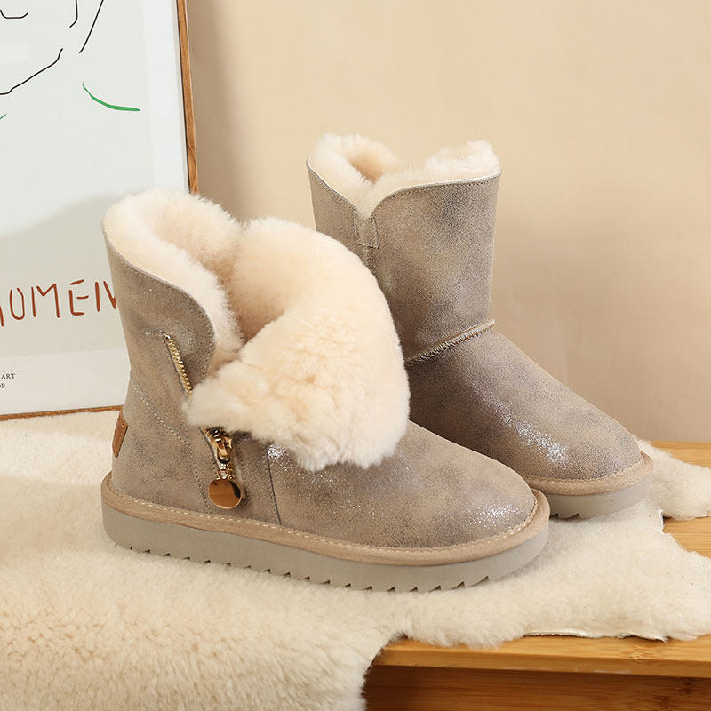 东北雪地靴女款2025冬季加绒中筒靴防滑皮毛一体棉鞋真皮羊毛棉靴,女鞋,时尚雪地靴,淘宝优惠券,粉丝福利购,淘宝优惠卷