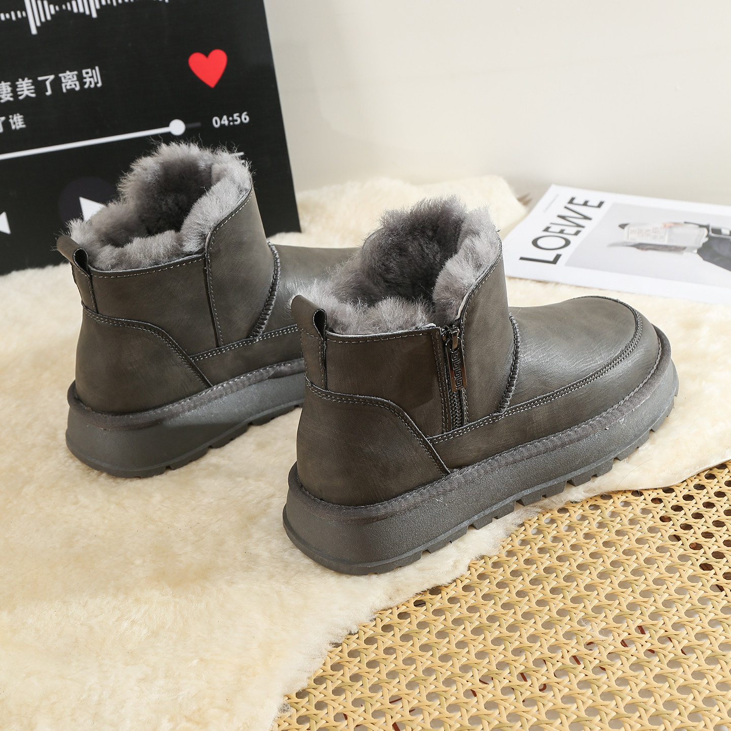 防水纯羊毛雪地靴男士2025冬季加绒加厚保暖东北短靴防滑46码棉鞋,流行男鞋,时尚雪地靴,淘宝优惠券,粉丝福利购,淘宝优惠卷