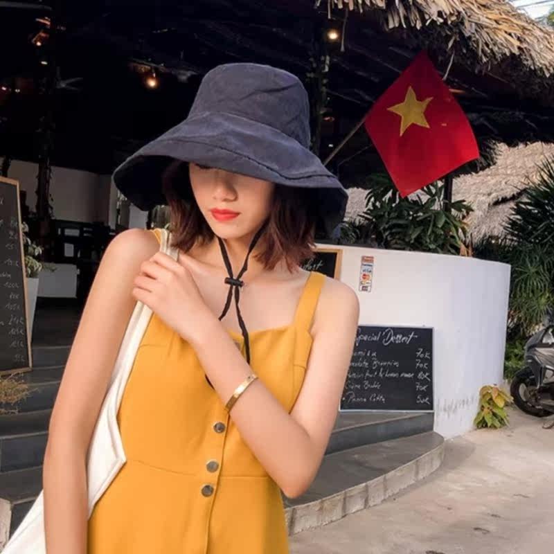 软妹网红同款盆帽夏天搭UV太阳帽韩版潮百搭渔夫盆帽子网红渔夫帽|msdalam kategori Aksesori/Belt kulit/Hat/Muffler, Hat - dari Buy2taobao.com untuk memberikan perkhidmatan ejen Taobao profesional membeli
