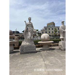 大型石雕佛像天女散花仙女石雕像雕塑寺庙汉白玉观音像大理石石像