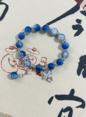 新中式古风串珠弹力绳手串甜美玻璃珠珠手串夜市摆摊手饰